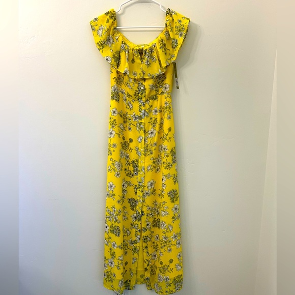 NWT Gianni Bini Aida Floral Print Off-the-Shoulder Button Front Midi Dress Sz XS - Picture 2 of 13